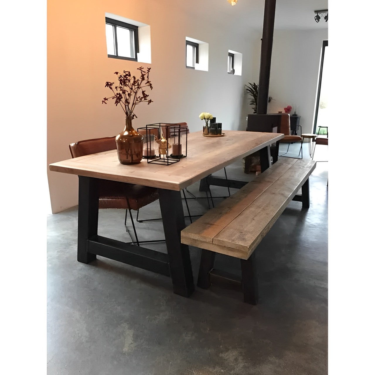 BANCA PARA MESA PARA COMEDOR KIOTO ESTILO INDUSTRIAL